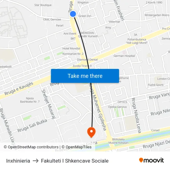 Inxhinieria to Fakulteti I Shkencave Sociale map