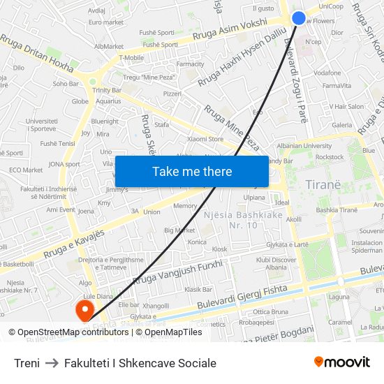 Treni to Fakulteti I Shkencave Sociale map