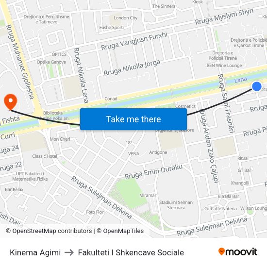 Kinema Agimi to Fakulteti I Shkencave Sociale map