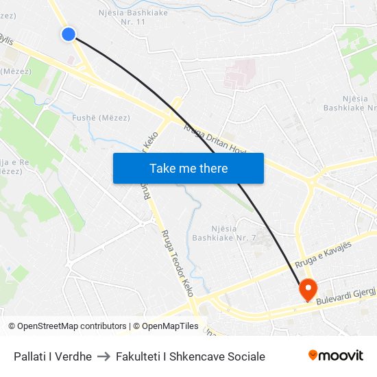Pallati I Verdhe to Fakulteti I Shkencave Sociale map