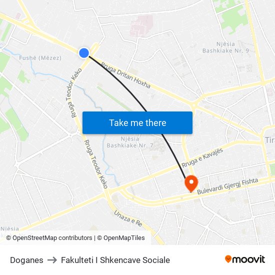 Doganes to Fakulteti I Shkencave Sociale map