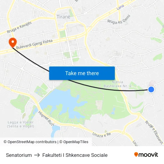 Senatorium to Fakulteti I Shkencave Sociale map