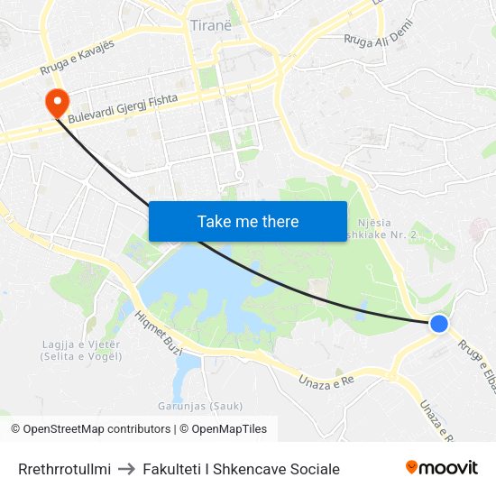 Rrethrrotullmi to Fakulteti I Shkencave Sociale map