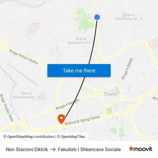 Nen Stacioni Elktrik to Fakulteti I Shkencave Sociale map