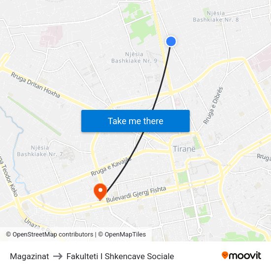 Magazinat to Fakulteti I Shkencave Sociale map