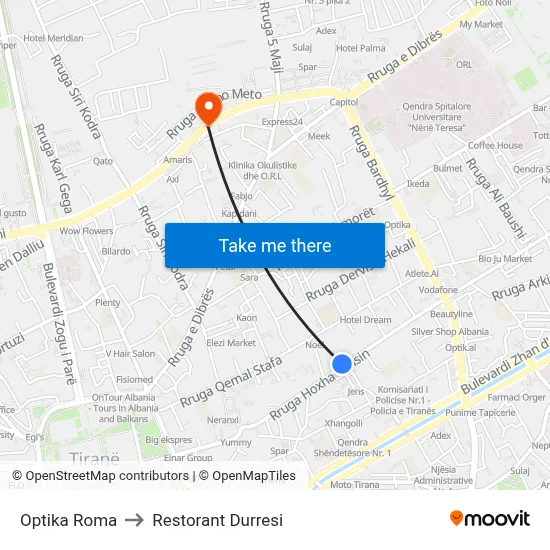 Optika Roma to Restorant Durresi map