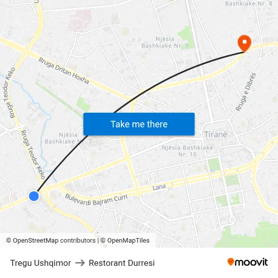 Tregu Ushqimor to Restorant Durresi map