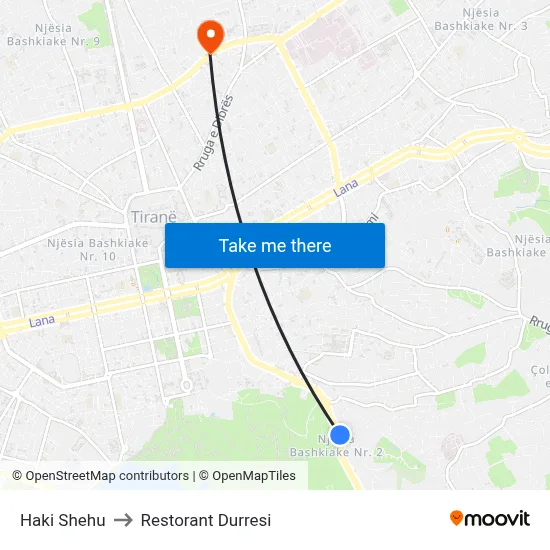 Haki Shehu to Restorant Durresi map