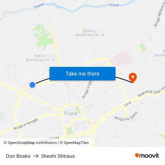 Don Bosko to Sheshi Shtraus map