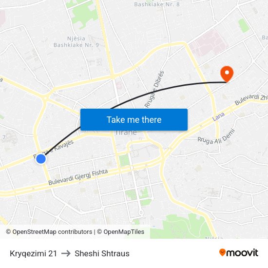 Kryqezimi 21 to Sheshi Shtraus map