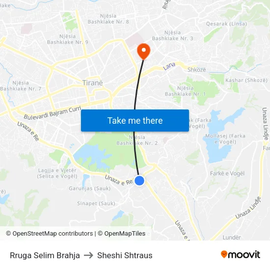 Rruga Selim Brahja to Sheshi Shtraus map