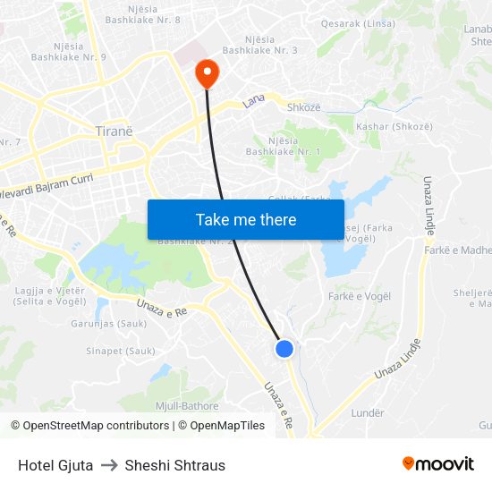 Hotel Gjuta to Sheshi Shtraus map