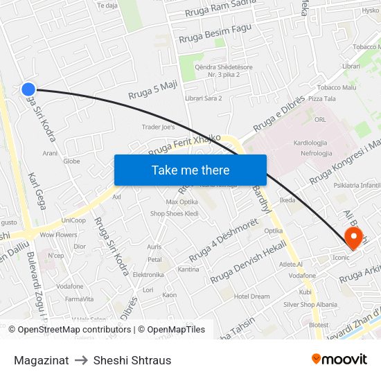 Magazinat to Sheshi Shtraus map