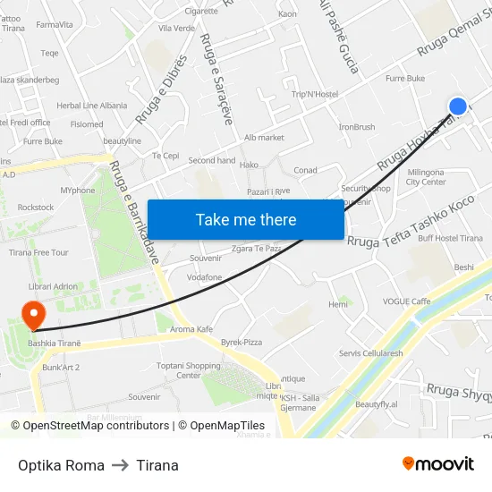 Optika Roma to Tirana map