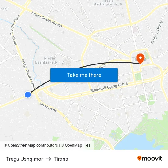 Tregu Ushqimor to Tirana map