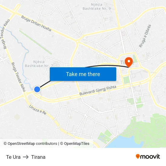 Te Ura to Tirana map