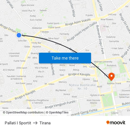 Pallati I Sportit to Tirana map