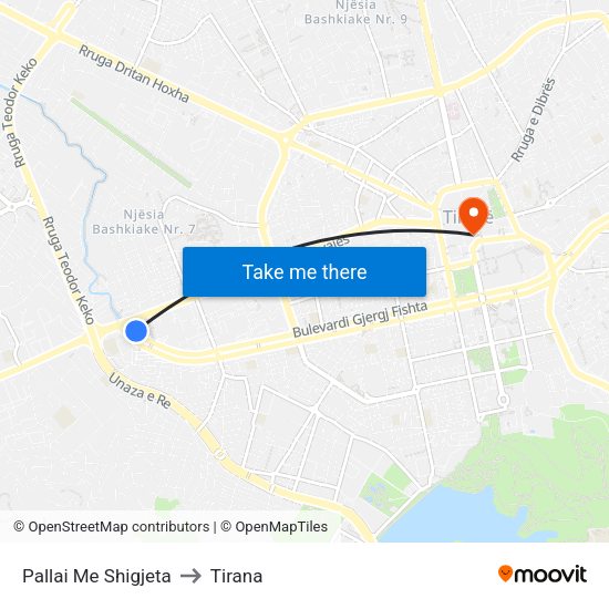 Pallai Me Shigjeta to Tirana map