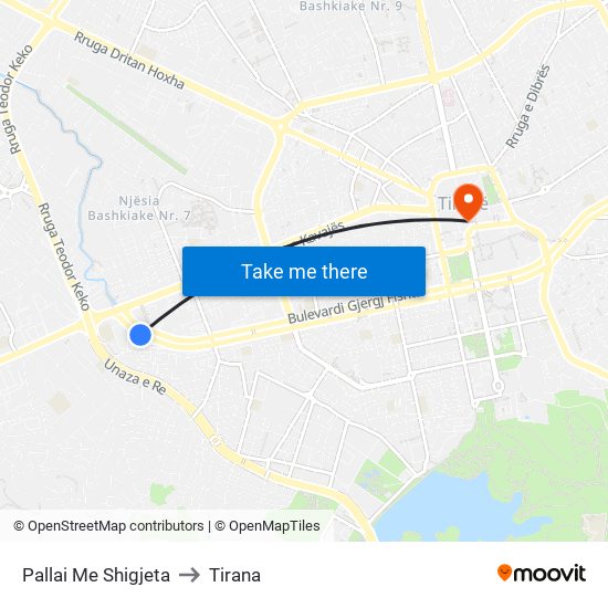 Pallai Me Shigjeta to Tirana map