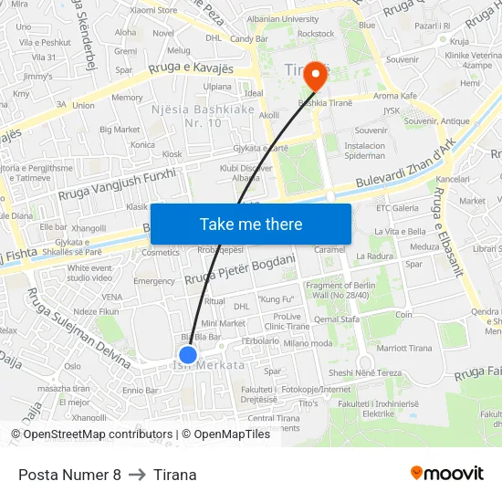 Posta Numer 8 to Tirana map