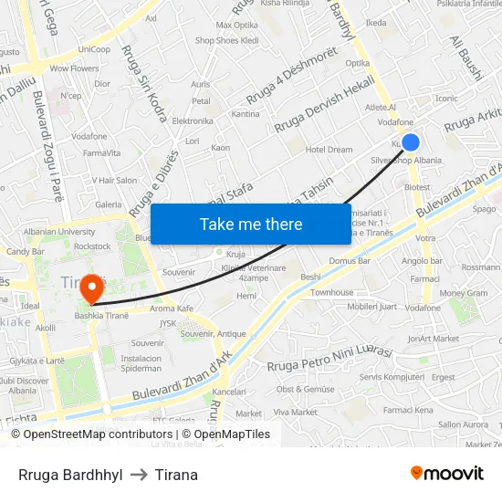 Rruga Bardhhyl to Tirana map