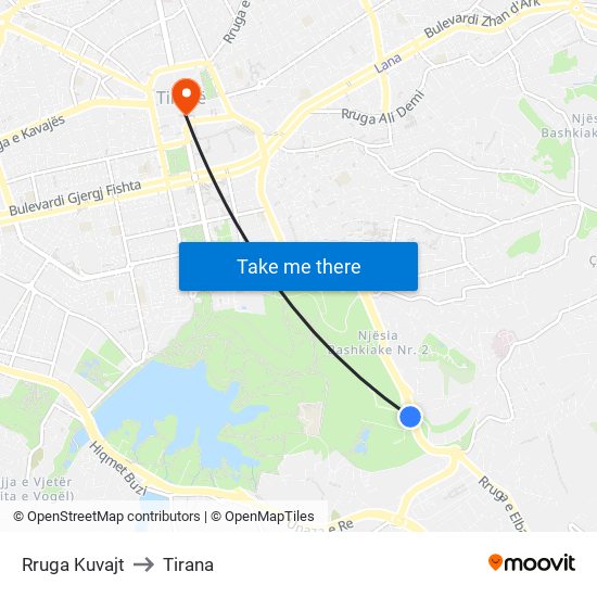 Rruga Kuvajt to Tirana map