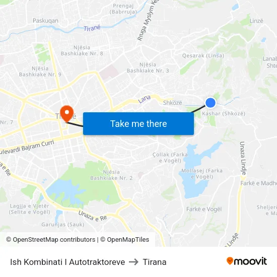 Ish Kombinati I Autotraktoreve to Tirana map