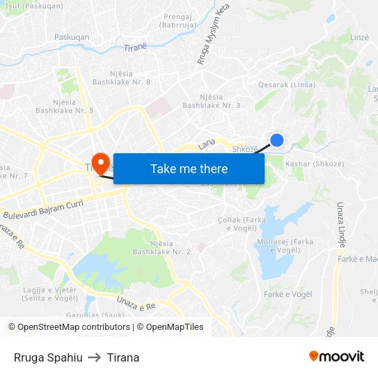 Rruga Spahiu to Tirana map