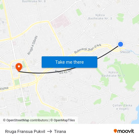Rruga Fransua Pukvil to Tirana map