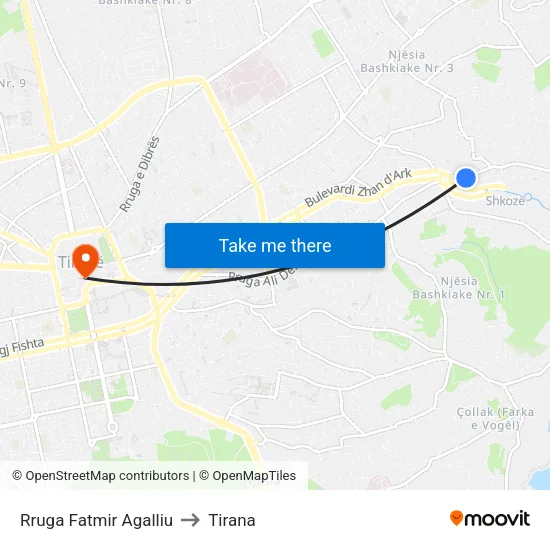 Rruga Fatmir Agalliu to Tirana map