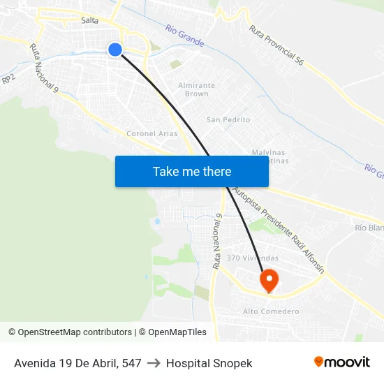Avenida 19 De Abril, 547 to Hospital Snopek map