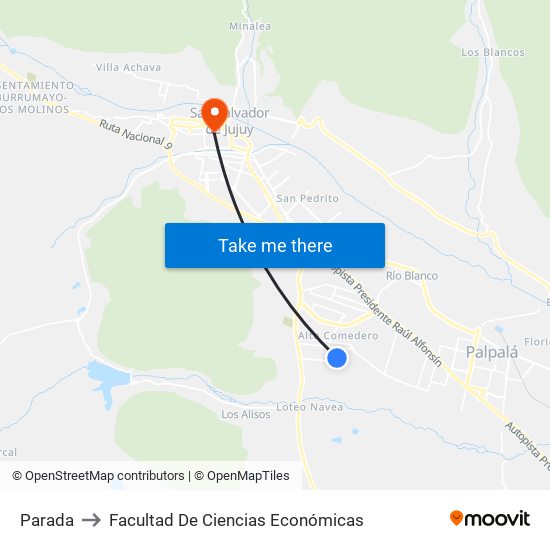 Parada to Facultad De Ciencias Económicas map