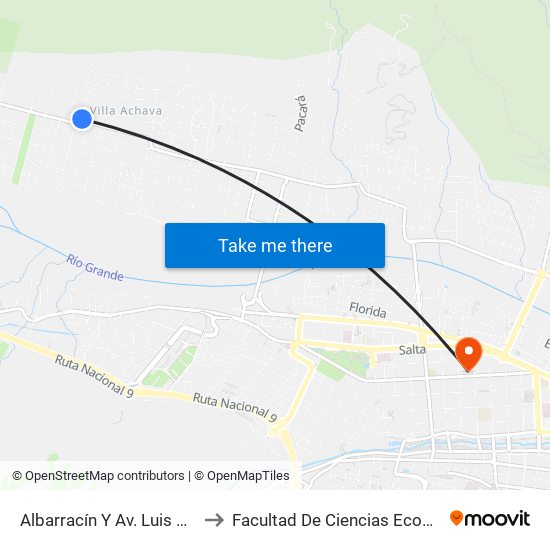 Albarracín Y Av. Luis Pasteur to Facultad De Ciencias Económicas map