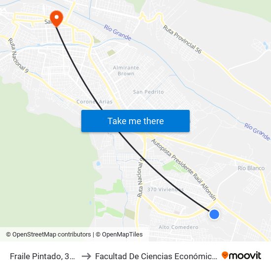 Fraile Pintado, 313 to Facultad De Ciencias Económicas map