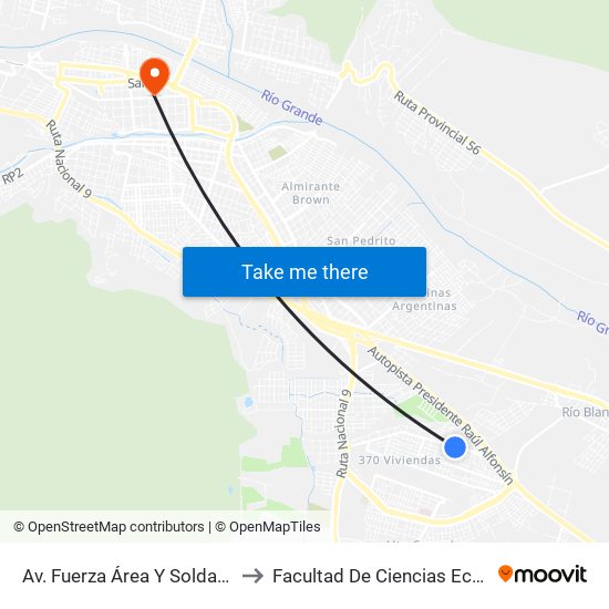Av. Fuerza Área Y Soldado Walter to Facultad De Ciencias Económicas map