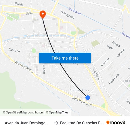 Avenida Juan Domingo Perón, 1600 to Facultad De Ciencias Económicas map