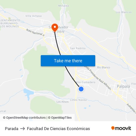 Parada to Facultad De Ciencias Económicas map