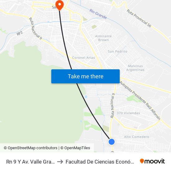 Rn 9 Y Av. Valle Grande to Facultad De Ciencias Económicas map