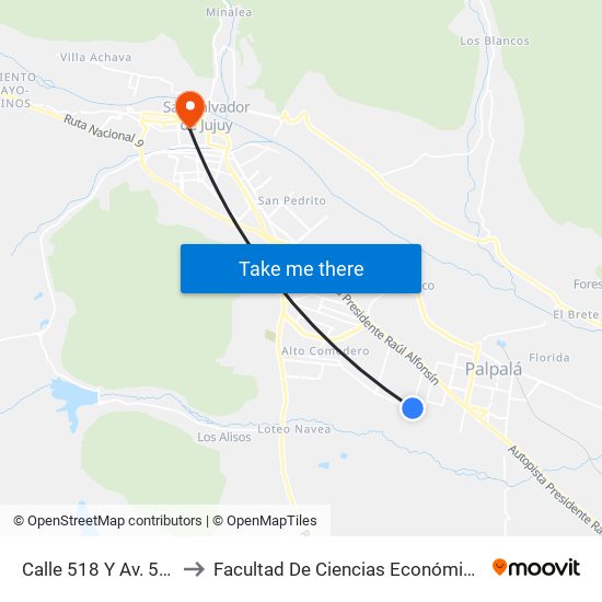 Calle 518 Y Av. 517 to Facultad De Ciencias Económicas map