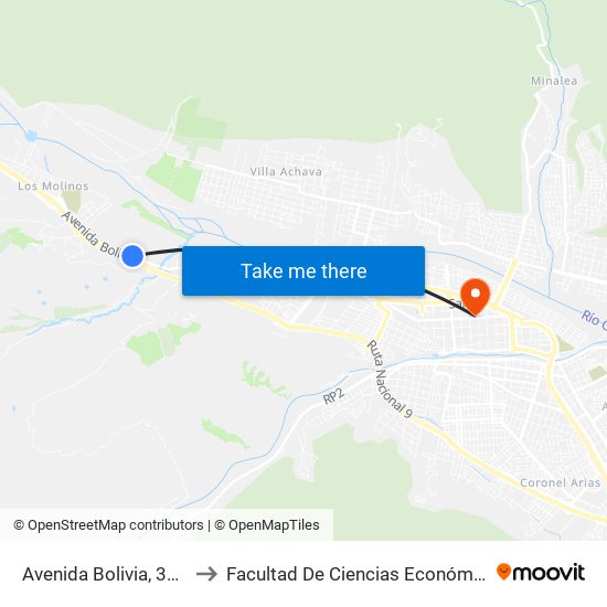 Avenida Bolivia, 3803 to Facultad De Ciencias Económicas map
