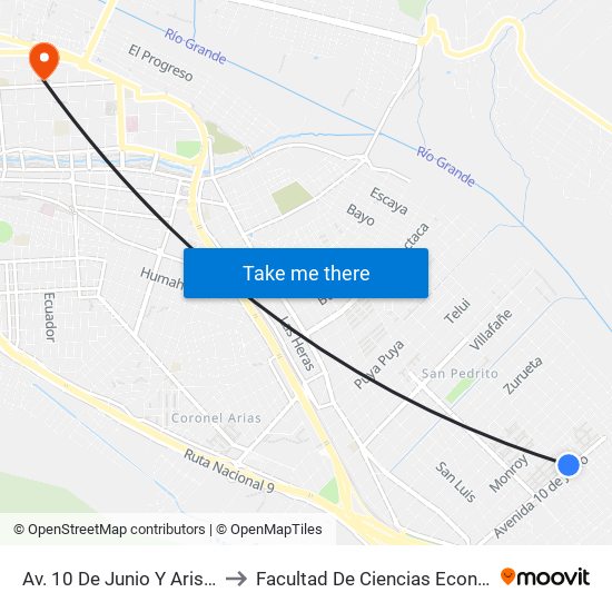 Av. 10 De Junio Y Arismendi to Facultad De Ciencias Económicas map