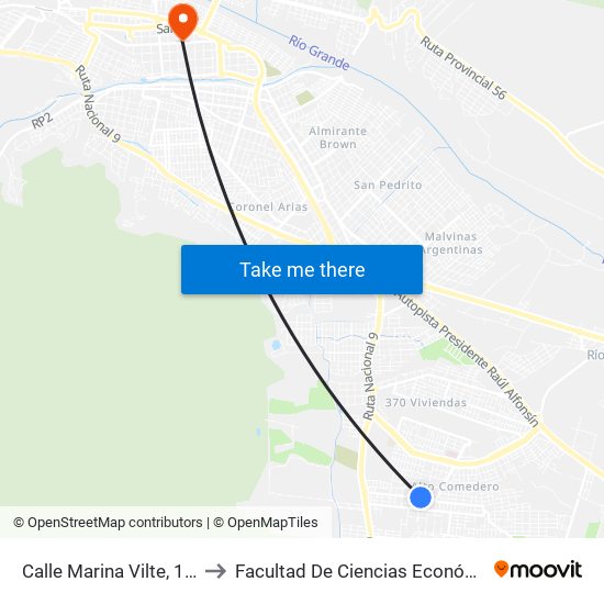 Calle Marina Vilte, 1180 to Facultad De Ciencias Económicas map