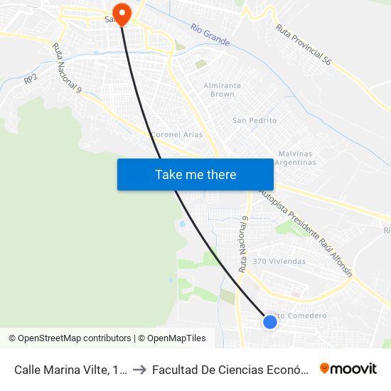 Calle Marina Vilte, 1064 to Facultad De Ciencias Económicas map