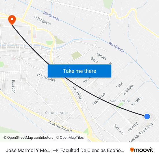 José Marmol Y Mejías to Facultad De Ciencias Económicas map