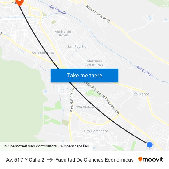 Av. 517 Y Calle 2 to Facultad De Ciencias Económicas map