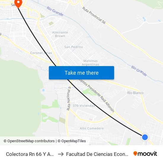 Colectora Rn 66 Y Av. 517 to Facultad De Ciencias Económicas map