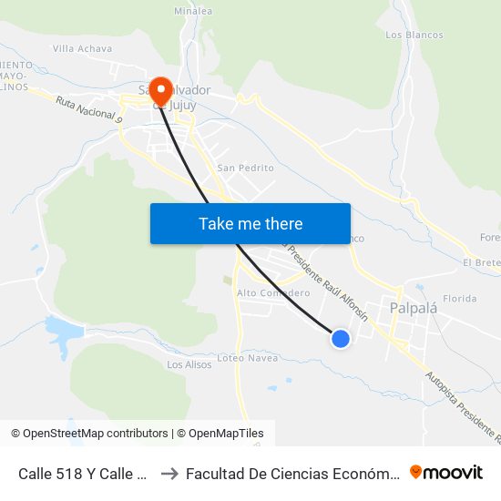 Calle 518 Y Calle 501 to Facultad De Ciencias Económicas map