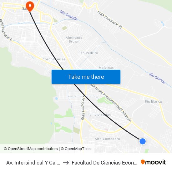 Av. Intersindical Y Calle 487 to Facultad De Ciencias Económicas map