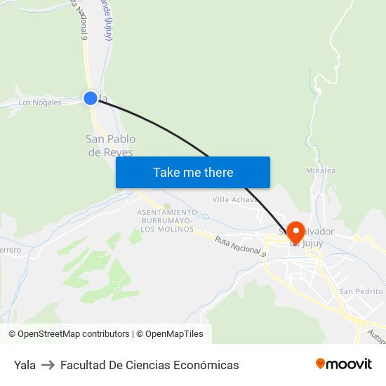 Yala to Facultad De Ciencias Económicas map