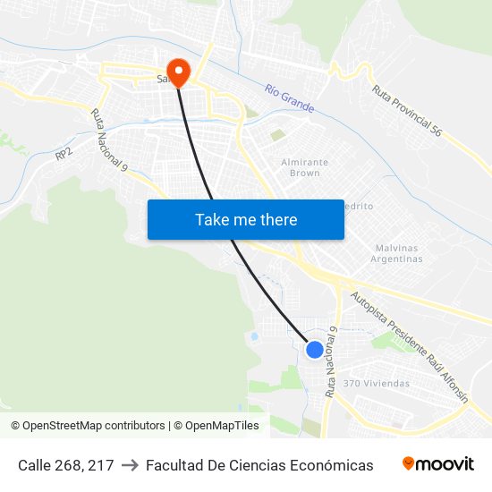 Calle 268, 217 to Facultad De Ciencias Económicas map